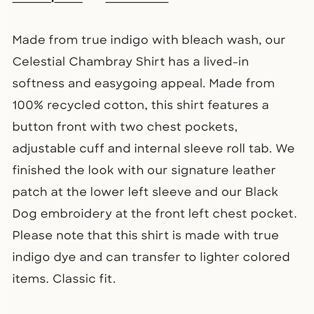 The Black Dog Celestial Chambray Button Down Shirt Classic Fit - Picture 7 of 15